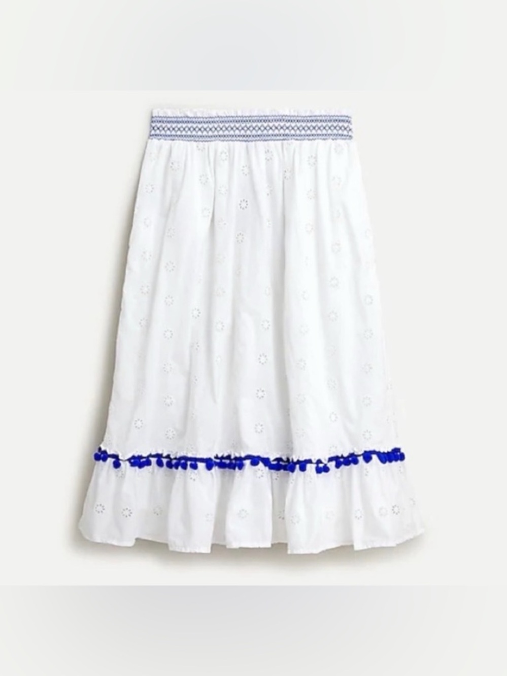 🌊 J.Crew Eyelet Ruffle Midi Skirt Small NWT‎ Boho Coastal 🌊